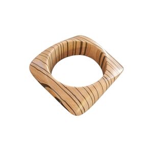 Striped Square Wooden Bangle Bracelet